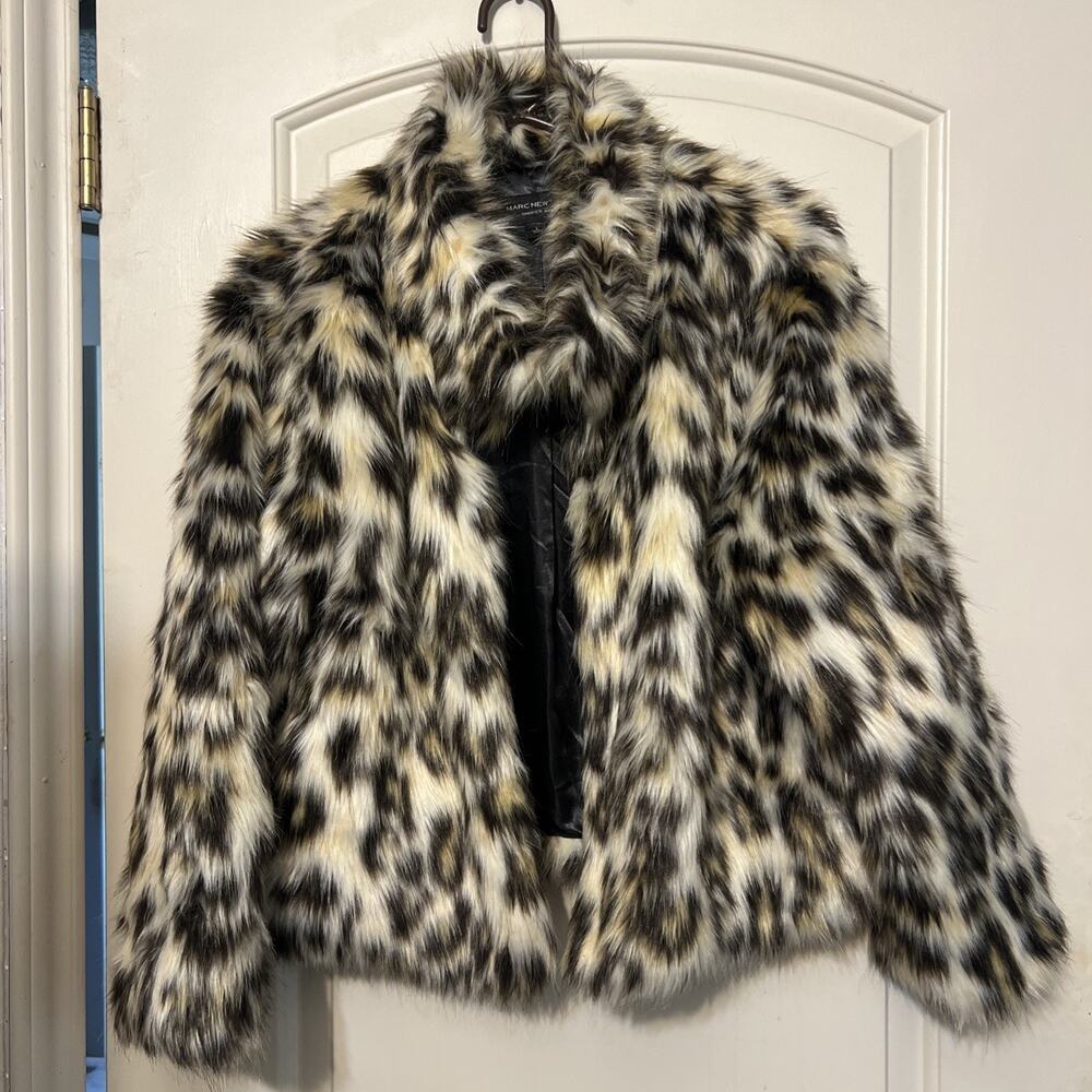 Marc New York Leopard Faux Fur Collared Jacket Size L (pre owned) retails $149